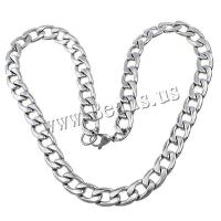 Stainless Steel Chain Ogrlica, Nehrđajući čelik, rubnik lanac, izvorna boja, 19x13x3mm, Dužina Približno 24.5 inčni, 5pramenovi/Lot, Prodano By Lot