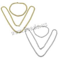 Roestvrij staal Sieraden set, plated, kinketting, meer kleuren voor de keuze, 7x5x1.3mm, Lengte Ca 21.5 inch, Ca 8 inch, 5Stel/Lot, Verkocht door Lot