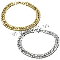 Stainless Steel korut rannerengas, Ruostumaton teräs, päällystetty, Curb Chain, enemmän värejä valinta, 13x9x2mm, Pituus N. 8.5 tuuma, 5PC/erä, Myymät erä