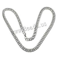 Stainless Steel Chain Ogrlica, Nehrđajući čelik, konop lanac, izvorna boja, 13x9x2mm, Dužina Približno 23.5 inčni, 5pramenovi/Lot, Prodano By Lot