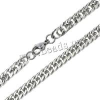 Ruostumaton teräs Kaulakoru, Curb Chain, alkuperäinen väri, 9x6x1mm, Pituus N. 23.5 tuuma, 5säikeet/erä, Myymät erä