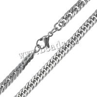 Ruostumaton teräs Kaulakoru, Curb Chain, alkuperäinen väri, 6.50x4x0.80mm, Pituus N. 23.5 tuuma, 5säikeet/erä, Myymät erä