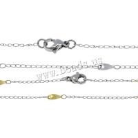 Stainless Steel Nekclace Chain, Roestvrij staal, plated, twist ovale keten, meer kleuren voor de keuze, 7x3x0.6mm, Lengte Ca 17 inch, 10strengen/Lot, Verkocht door Lot