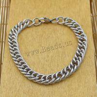 Roestvrij staal armbanden, tarwe keten, oorspronkelijke kleur, 13x9x2mm, Lengte Ca 9 inch, 10strengen/Lot, Verkocht door Lot