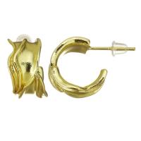 Ottone stallone orecchino, in acciaio inox Inserisci, placcato color oro, per la donna, 8x14mm, 10Pairspaio/lotto, Venduto da lotto