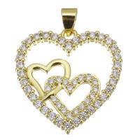 Cubic Zirconia Micro Pave Brass Pendant Heart plated fashion jewelry & micro pave cubic zirconia & for woman gold nickel lead & cadmium free Sold By Lot