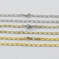 Stainless Steel Chain Ogrlica, Nehrđajući čelik, pozlaćen, ovalni lanac, više boja za izbor, 5.50x4x1mm, Dužina Približno 19.5 inčni, 10pramenovi/Lot, Prodano By Lot