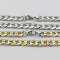 Stainless Steel Chain halskæde, forgyldt, twist oval kæde, flere farver til valg, 13x8x2.50mm, Længde Ca. 24 inch, 10Strands/Lot, Solgt af Lot