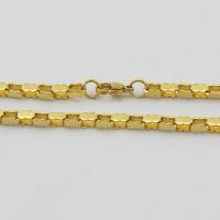 سلسلة الفولاذ المقاوم للصدأ قلادة, لون الذهب مطلي, سلسلة مربع, 3.50mm, طول تقريبا 23 بوصة, 10جدائل/الكثير, تباع بواسطة الكثير