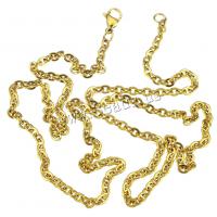 Stainless Steel Chain Necklace gold color plated oval chain Length Approx 24 Inch Sold By Lot