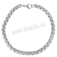 Roestvrij staal armbanden, uniseks & box ketting, oorspronkelijke kleur, 5x2.50mm, Per verkocht Ca 8 inch Strand