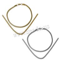 Set di gioielli in acciaio inox, placcato, catene gourmette, nessuno, 3.5mm,3.5mm, Venduto da set