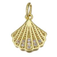 Cubic Zirconia Micro Pave bronze Pingente, cobre, banhado, joias de moda & micro pavimento em zircônia cúbica & para mulher, dourado, níquel, chumbo e cádmio livre, 11x12.50x2mm, Buraco:Aprox 3.5mm, 10PCs/Lot, vendido por Lot