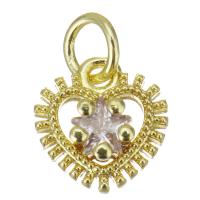 Cilindrata Zircone micro pavimenta il pendente di ottone, Cuore, placcato, gioielli di moda & Micro spianare cubic zirconia & per la donna, oro, assenza di nichel,piombo&cadmio, 9.50x10x3.50mm, 10PC/lotto, Venduto da lotto