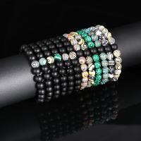 Gemstone Bracciali, malachite, with Perle di vetro & Pietra Abrazina, gioielli di moda & unisex, nessuno, 180mm, Venduto per Appross. 7.1 pollice filo