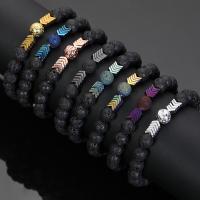 Bracelets de pierres précieuses, lave volcanique, avec alliage de zinc, bijoux de mode & unisexe, plus de couleurs à choisir, 180mm, Vendu par Environ 7.1 pouce brin