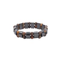 Pulsera de joyería magnética, Hematite, con Ojo de tigre, unisexo, negro y marrón, 190mm, Vendido para aproximado 7.5 Inch Sarta