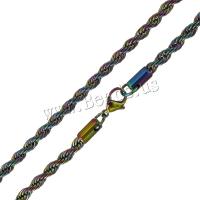 Stainless Steel Chain Ogrlica, Nehrđajući čelik, pozlaćen, Francuski lanac užeta & bez spolne razlike, više boja za izbor, 3.50mm, Prodano Per Približno 23.5 inčni Strand