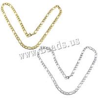 Stainless Steel Chain Ogrlica, Nehrđajući čelik, pozlaćen, bez spolne razlike & Figaro lanac, više boja za izbor, 15x7x1.5mm, 11x7x1.5mm, 10pramenovi/Lot, Prodano By Lot