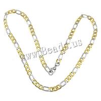 Stainless Steel Chain Ogrlica, Nehrđajući čelik, pozlaćen, Figaro lanac & u dvije nijanse, više boja za izbor, 15x7x1mm, 11x7x1mm, Dužina Približno 24 inčni, 10pramenovi/Lot, Prodano By Lot