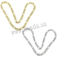 Stainless Steel Chain halskæde, forgyldt, Unisex & Figaro Kæde, flere farver til valg, 17x8x2mm, 12x8x2mm, Længde Ca. 24 inch, 10Strands/Lot, Solgt af Lot