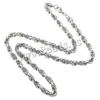 Stainless Steel Chain halskæde, reb kæde, oprindelige farve, 9.5x6x1mm, 2mm, Længde Ca. 24 inch, 10Strands/Lot, Solgt af Lot