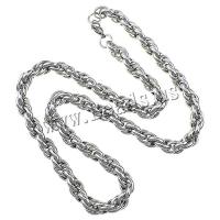 Stainless Steel Chain Ogrlica, Nehrđajući čelik, konop lanac, izvorna boja, 12x9x1.5mm, 2.5mm, Dužina Približno 24 inčni, 10pramenovi/Lot, Prodano By Lot