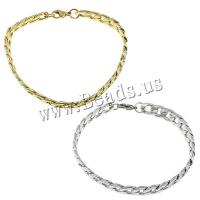 Stainless Steel korut rannerengas, Ruostumaton teräs, päällystetty, Curb Chain, enemmän värejä valinta, 11x7x2mm, Pituus N. 8.5 tuuma, 10säikeet/erä, Myymät erä