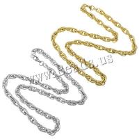 Ketting van edelstaal ketting, Roestvrij staal, plated, touw ketting, meer kleuren voor de keuze, 10x7x1mm, 2mm, Lengte Ca 23.5 inch, 10strengen/Lot, Verkocht door Lot