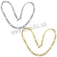 Stainless Steel Chain Ogrlica, Nehrđajući čelik, pozlaćen, različite veličine za izbor & Figaro lanac, više boja za izbor, Dužina Približno 24 inčni, 10pramenovi/Lot, Prodano By Lot