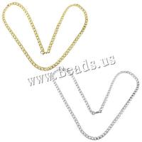 Stainless Steel Chain Ogrlica, Nehrđajući čelik, pozlaćen, rubnik lanac, više boja za izbor, 9x6x1mm, Dužina Približno 23.5 inčni, 10pramenovi/Lot, Prodano By Lot