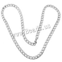 Ruostumaton teräs Kaulakoru, Curb Chain, alkuperäinen väri, 11x7x1.50mm, Pituus N. 24 tuuma, 10säikeet/erä, Myymät erä