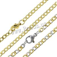 Stainless Steel Chain Ogrlica, Nehrđajući čelik, pozlaćen, rubnik lanac, više boja za izbor, 5x3x0.70mm, Dužina Približno 17.5 inčni, 10pramenovi/Lot, Prodano By Lot