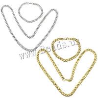 acier inoxydable Collier et bracelet, Placage, normes différentes pour le choix & chaîne de gourmette, plus de couleurs à choisir, 10ensemblessérie/lot, Vendu par lot