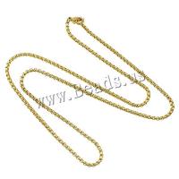 Ketting van edelstaal ketting, Roestvrij staal, gold plated, box ketting, 2x2x0.20mm, Lengte Ca 18 inch, 10strengen/Lot, Verkocht door Lot