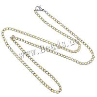 Ketting van edelstaal ketting, Roestvrij staal, plated, kinketting & two tone, 4.50x3x1mm, Lengte Ca 20 inch, 10strengen/Lot, Verkocht door Lot