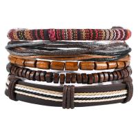 Pulseiras de fio de PU, Couro do plutônio, banhado, joias de moda & multicamada & para o homem, 40mm, vendido por Strand