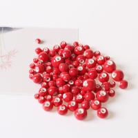 Abalorios de FIMO, Porcelana, hecho a mano, Rojo, 6mm, 50PCs/Bolsa, Vendido por Bolsa