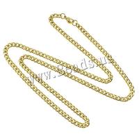 Ruostumaton teräs Kaulakoru, kullan väri kullattu, Curb Chain, 5x3.50x0.70mm, Pituus N. 20 tuuma, 10säikeet/erä, Myymät erä