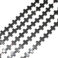 Magnetické Hematitové, Magnetický hematit, Kříž, lesklý, 9x6x3mm, Prodáno za Cca 16 inch Strand