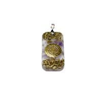 Gemstone Pendants Jewelry Natural Stone with Resin & Zinc Alloy epoxy gel DIY nickel lead & cadmium free Sold By PC