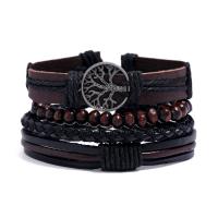 Wrap Bracelet Zinc Alloy with Linen & PU Leather 4 pieces & fashion jewelry & handmade & Unisex nickel lead & cadmium free 17-18cmuff0c6cm Sold By Set