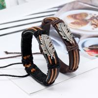 PU cavo bracciali, lega in zinco, with PU & corda di cera, gioielli di moda & fatto a mano & unisex, nessuno, assenza di nichel,piombo&cadmio, 170x12mm, Venduto da filo