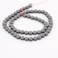 Nem mágneses hematit gyöngyök, Virág, galvanizált, DIY, fekete, 7mm, 60PC-k/Strand, Által értékesített Strand