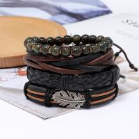 Wrap Armband , Zinklegierung, mit PU Leder & Wachsschnur, 4 Stück & handgefertigt & unisex, frei von Nickel, Blei & Kadmium, 17-18cmuff0c6cm, verkauft von setzen