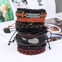 Wrap Armband , Zinklegierung, mit PU Leder & Wachsschnur, 10 Stück & handgefertigt & unisex, frei von Nickel, Blei & Kadmium, 17-18cmuff0c6cm, verkauft von setzen