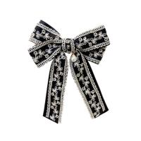 Cloth Bowkont Hair Clip with Zinc Alloy Bowknot for woman & with rhinestone Sold By PC