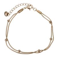 Rustfrit stål smykker Armbånd, Stainless Steel, forgyldt, mode smykker & for kvinde, rosa guld farve, 3mm,1mm, Solgt Per 6.5 inch, 1.5 inch Strand