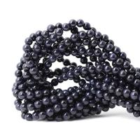 Natural Blue Goldstone Beads Blue Sandstone Round polished DIY blue Sold By Strand