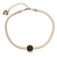 Pulseira  de jóias de aço inox, aço inoxidável, banhado, joias de moda & para mulher, rosa dourado, 12mm,3mm, vendido para 8 inchaltura, 2 inchaltura Strand